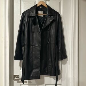 Andrew Marc Leather Trench Coat Jacket